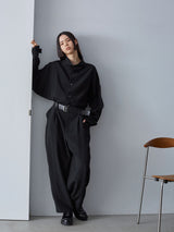 シルクブラックジャンプスーツ