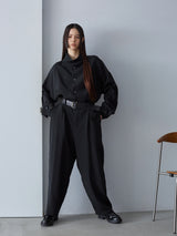 シルクブラックジャンプスーツ