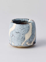 林友加 志野ぐい呑み a(白/グレー 縦縞)箱付き