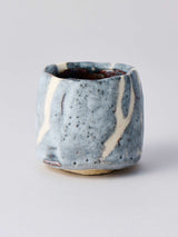 林友加 志野ぐい呑み a(白/グレー 縦縞)箱付き