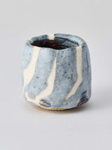 林友加 志野ぐい呑み a(白/グレー 縦縞)箱付き