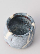 林友加 志野ぐい呑み a(白/グレー 縦縞)箱付き