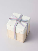 林友加 志野ぐい呑み_c(白/グレー 横縞・丸)箱付き