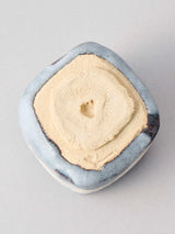 林友加 志野ぐい呑み_d(白/グレー 横縞・四角)箱付き