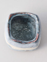 林友加 志野ぐい呑み_d(白/グレー 横縞・四角)箱付き