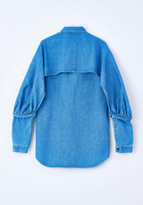 Iconic two-tone washed denim bat sleeve shirt デニムシャツ
