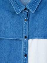 Iconic two-tone washed denim bat sleeve shirt デニムシャツ