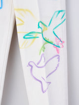 THE JEAN TROUSERS #WHITE DOVE FLOWER ステンシル加工デニムトラウザー