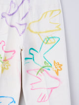 THE JEAN TROUSERS #WHITE DOVE FLOWER ステンシル加工デニムトラウザー