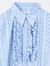 FRILL SHORT SHIRT / Blue ショート丈フリルシャツ