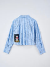 FRILL SHORT SHIRT / Blue ショート丈フリルシャツ