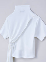 HOLE TEE ショート丈モックネックTシャツ