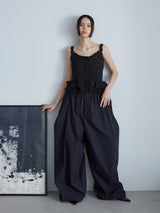 lace up ribbon knit camisole Black ニットキャミソール