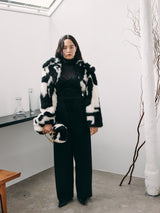 Jaquard fur shore borero エコファーボアボレロ