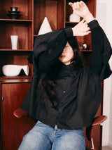 swirled-sleeve boxy blouse スウェルドスリーブボクシーブラウス