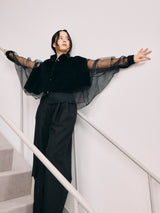 alpaca air-organza boxy blouse アルパカ×オーガンザ ボクシーブラウス