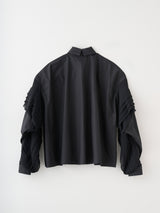 swirled-sleeve boxy blouse スウェルドスリーブボクシーブラウス