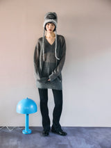 RIBBED FLARE TROUSER IN WOOL ウールリブニットフレアパンツ