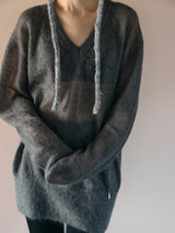 SHEER PULLOVER IN WOOL MIXED MOHAIR オーバーサイズシアーモヘアニットトップ