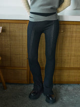 RIBBED FLARE TROUSER IN WOOL ウールリブニットフレアパンツ