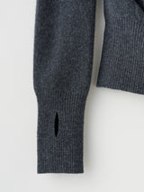 GATHERED WIDE-NECK TOP IN WOOL ギャザードボートネックニットトップ