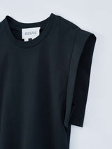 OMOCHI PEPLUM T-SHIRT / Black ペプラムベルト付きTシャツ