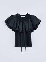 OMOCHI PEPLUM T-SHIRT / Black ペプラムベルト付きTシャツ