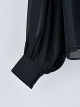 OMOCHI SHOULDER BLOUSE / Black シアーブラウス