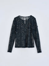 gypsophila embroidery sheer top ビジュー刺繍シアートップ