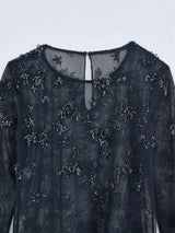 gypsophila embroidery sheer top ビジュー刺繍シアートップ