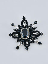 Bijou Flower Pendant Black フラワーモチーフのビジューペンダントトップ