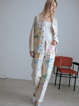 THE JEAN TROUSERS #WHITE DOVE FLOWER ステンシル加工デニムトラウザー