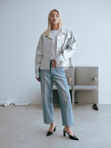 THE CROP JEAN TROUSERS #GINTSUGI BLUE