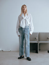THE CROP JEAN TROUSERS #GINTSUGI BLUE