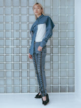 Iconic two-tone washed denim bat sleeve shirt デニムシャツ