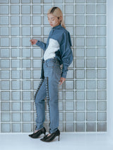 Iconic two-tone washed denim bat sleeve shirt デニムシャツ