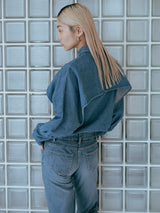 Iconic two-tone washed denim bat sleeve shirt デニムシャツ