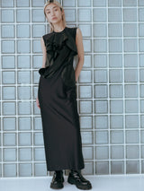 Swirl Sculpture summer gown ブラックロングドレス