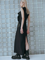 Swirl Sculpture summer gown ブラックロングドレス