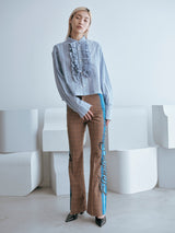 FRILL SHORT SHIRT / Blue ショート丈フリルシャツ