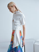 HOLE TEE ショート丈モックネックTシャツ