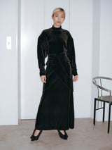 X Combinaison Xコルセット付きベロアマキシドレス