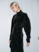 X Combinaison Xコルセット付きベロアマキシドレス