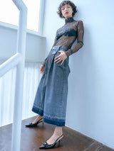 Midnight Green Denim Cropped Pants ミッドナイト グリーンデニム クロップド パンツ