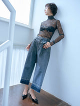 Midnight Green Denim Cropped Pants ミッドナイト グリーンデニム クロップド パンツ