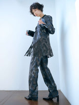 STARAIGHT JEAN TROUSERS レイヤード ストレートジーントラウザー(ブラックレース)