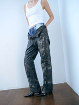 STARAIGHT JEAN TROUSERS レイヤード ストレートジーントラウザー(ブラックレース)