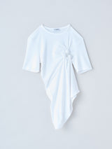 ACHI T-SHIRT ビーズ刺繍アシメトリーTシャツ