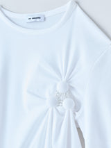 ACHI T-SHIRT ビーズ刺繍アシメトリーTシャツ