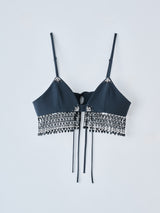 beads fringe bra Black ビーズフリンジブラトップ